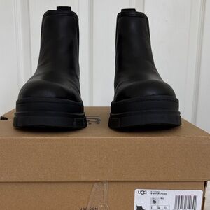 UGG Black Leather Ankle Boots